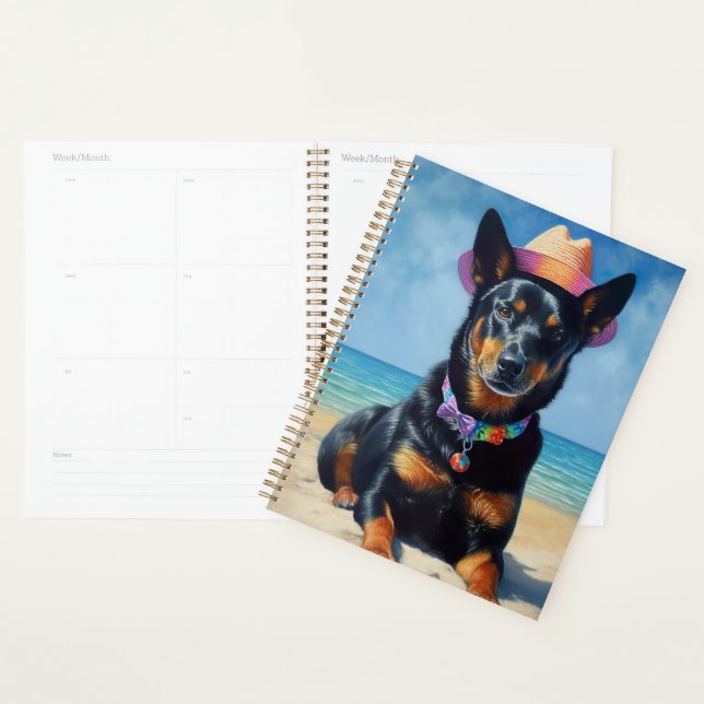 Kelpie australienne sur la plage, cadeau d'été amo (Devant avec enveloppe)