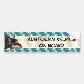 Kelpie Tan Leaves/Teal Floral Bumpersticker Bumper Sticker