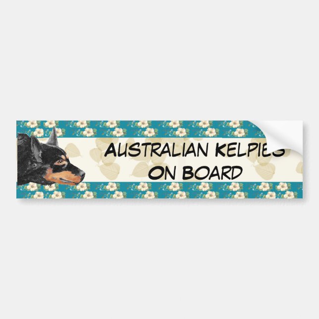 Kelpie Tan Leaves/Teal Floral Bumpersticker Bumper Sticker (Front)