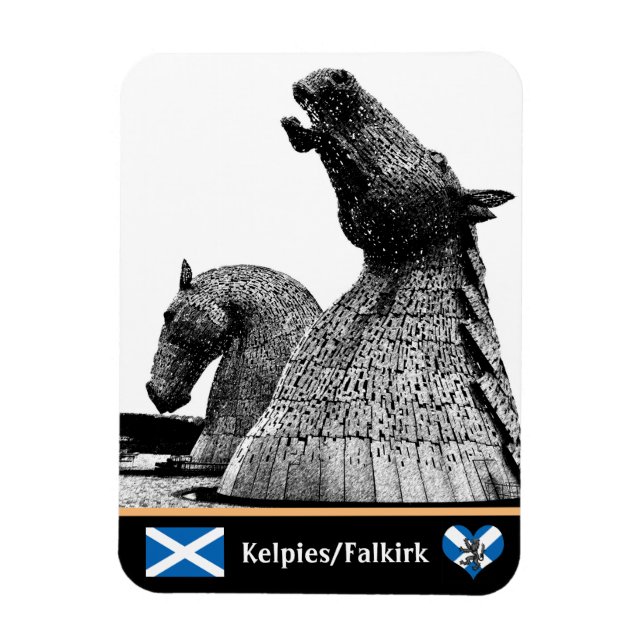 Kelpies & Statues in Falkirk /Scotland Art Magnet (Vertical)