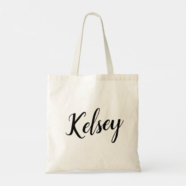 Kelsey Script Design Customizable Tote Bag (Back)