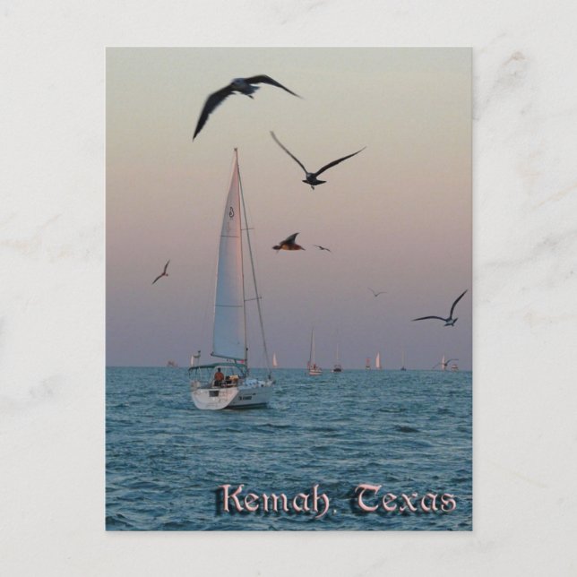 Kemah Sailboat postcard - customized (Front)