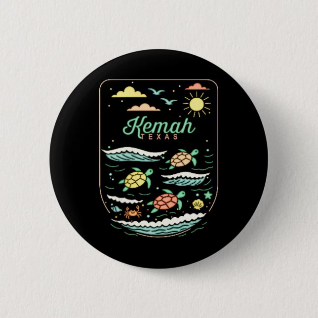 Kemah Tx Cute Beach Vacation Sea Turtle Lover  2 Inch Round Button (Front)
