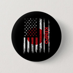 Kempo American Flag Karate Japanese Martial Arts  2 Inch Round Button