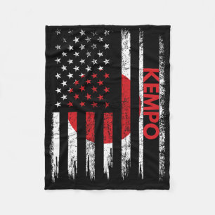 Kempo American Flag Karate Japanese Martial Arts  Fleece Blanket