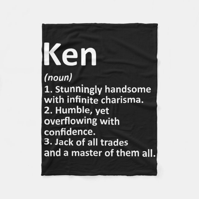 Ken Definition Personalized Name Fun Birthday Gift Fleece Blanket (Front)