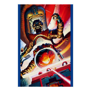 Ken Gauge Fire the Laser Cannons Retro Art Poster
