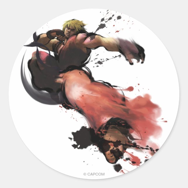 Ken Kick Classic Round Sticker (Front)