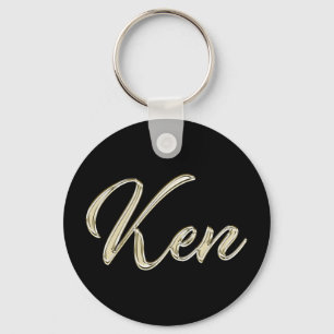 Ken Name whitegold Button Schlüsselanhänger Keychain
