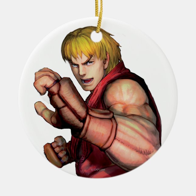 Ken Ready to Fight Ceramic Ornament (Front)