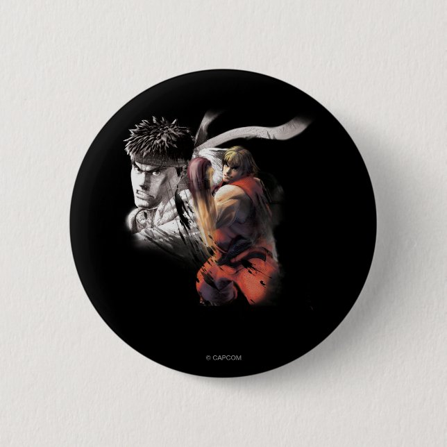 Ken Vs. Ryu 2 Inch Round Button (Front)