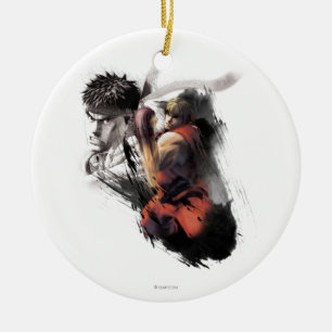 Ken Vs. Ryu Ceramic Ornament