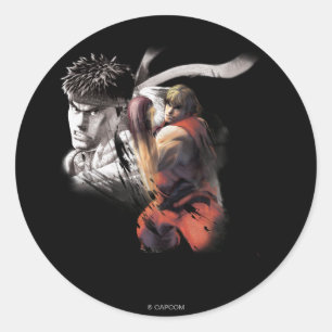 Ken Vs. Ryu Classic Round Sticker