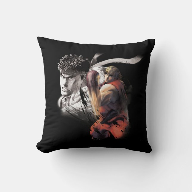 Ken Vs. Ryu Throw Pillow (Front)