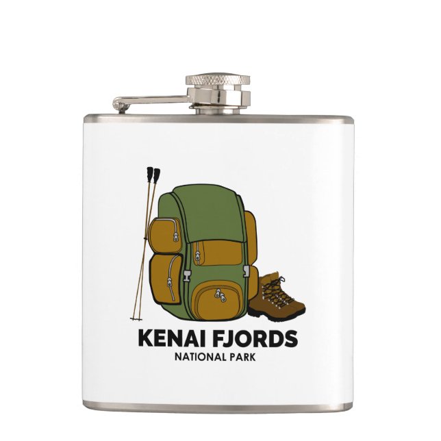 Kenai Fjords National Park Backpack Hip Flask (Front)
