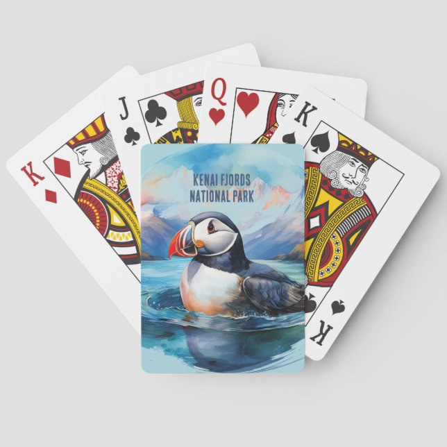 Kenai Fjords National Park Puffin Playing Cards (Back)