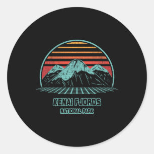 Kenai Fjords National Park Retro Hiking Vintage 80 Classic Round Sticker