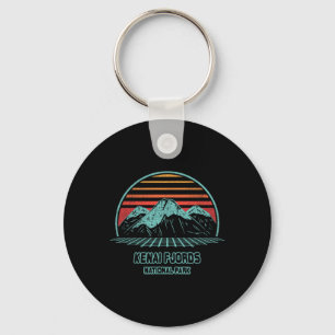 Kenai Fjords National Park Retro Hiking Vintage 80 Keychain