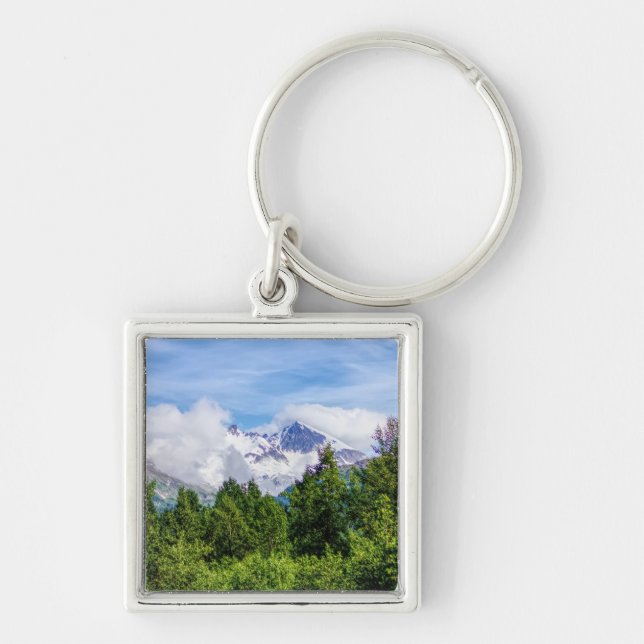 Kenai Fjords Snowy Mountains Keychain (Front)