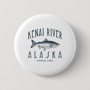 Kenai River Alaska Fishy Fisherman Funny Fishing L 2 Inch Round Button