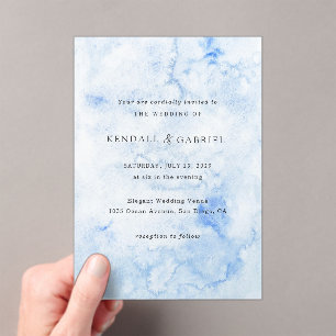 Kendall Blue Watercolor Elegant Wedding Acrylic Invitations