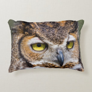 Kendall County, Texas. Great Horned Owl Decorative Pillow