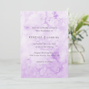 Kendall Purple Watercolor Elegant Wedding Invitation