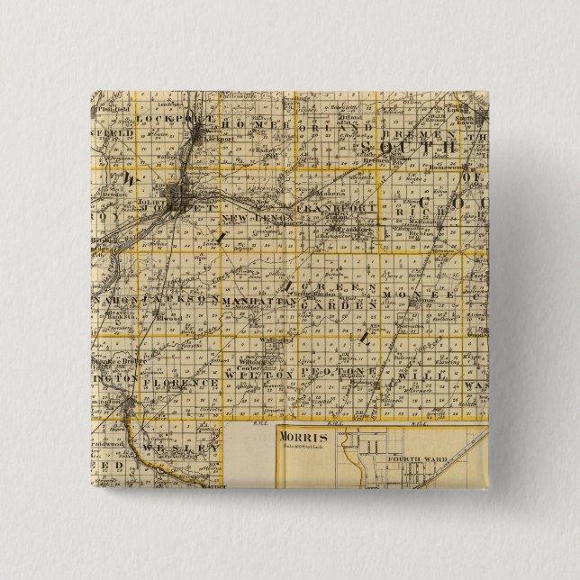 Kendall, Will, Grundy, and Cook counties 2 Inch Square Button (Front)