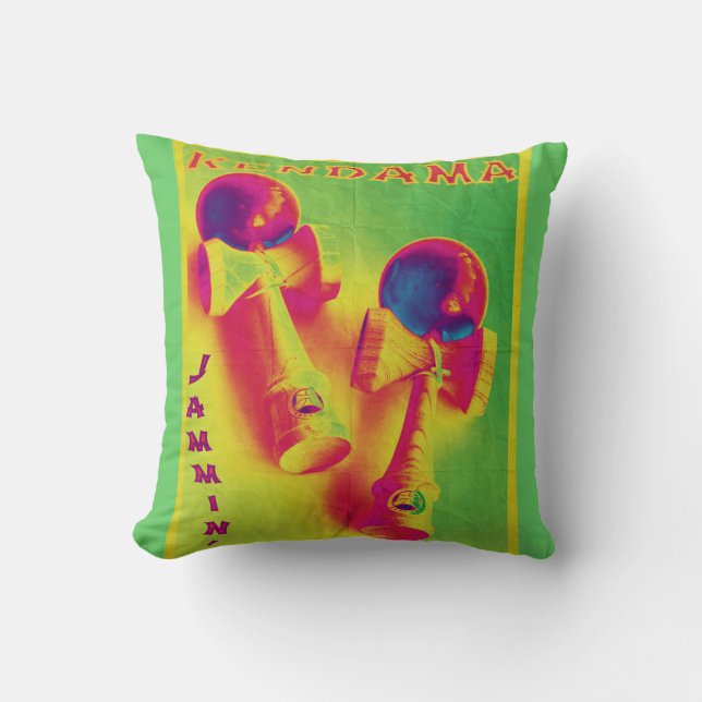 Kendama Jammin' Psychedelic Poster Throw Pillow (Front)