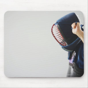 Kendo Fencer Fastening Mask Mouse Pad