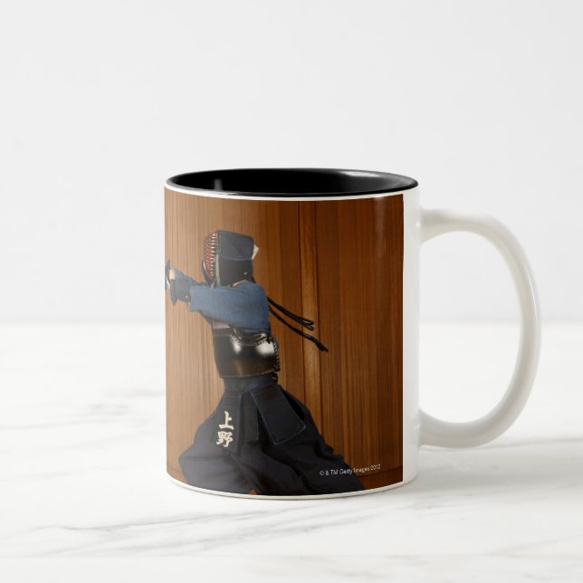 Kendo Fencer Practicing 2 Two-Tone Coffee Mug (Right)