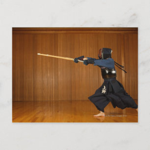 Kendo Fencer Practicing Postcard