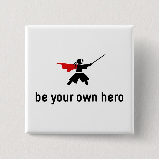 Kendo Hero 2 Inch Square Button (Front)