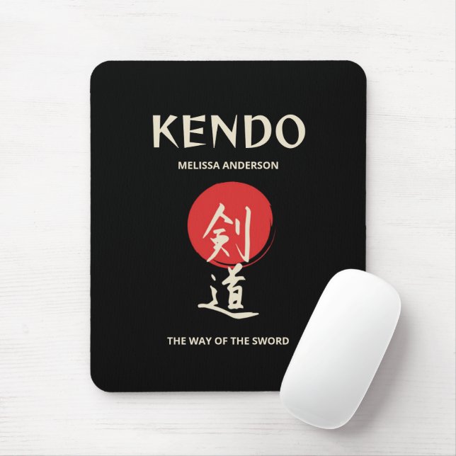 Kendo Vintage Red Black Mouse Pad (With Mouse)