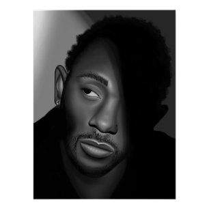 Kendrick Lamar Black and White Portrait Painting Poster