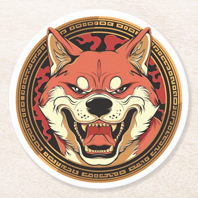 Kendu Inu 010 Round Paper Coaster (Front)