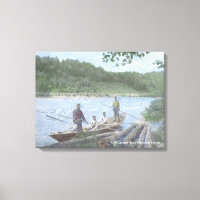 Kennebec River Drivers in a Bateau - Canvas