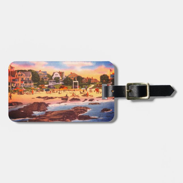 Kennebunk Beach, Maine Vintage Cottages Photo Luggage Tag (Front Horizontal)