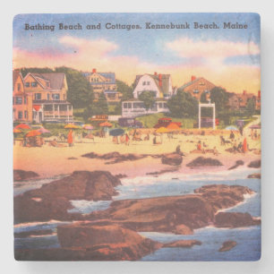 Kennebunk Beach, Maine Vintage Cottages Photo Stone Coaster
