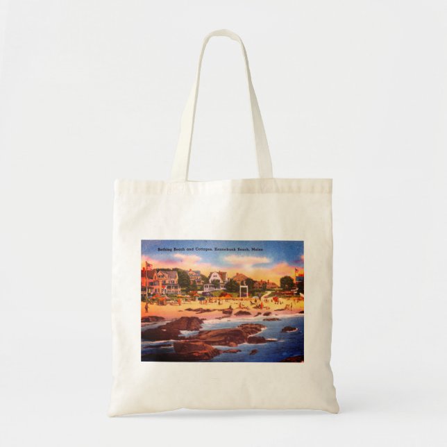 Kennebunk Beach, Maine Vintage Cottages Photo Tote Bag (Front)