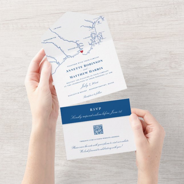Kennebunkport Maine Carte Elégant Mariage de la ma (Déchirure)