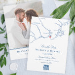 Kennebunkport Maine Elegant Map QR code Wedding Save The Date<br><div class="desc">This elegant Kennebunkport Save the Date is perfect for your wedding on the southern coast of Maine. You can move the heart over the town you're getting married in, and you can change the heart colour too! Best of all, personalize it with a photo and QR code at no extra...</div>