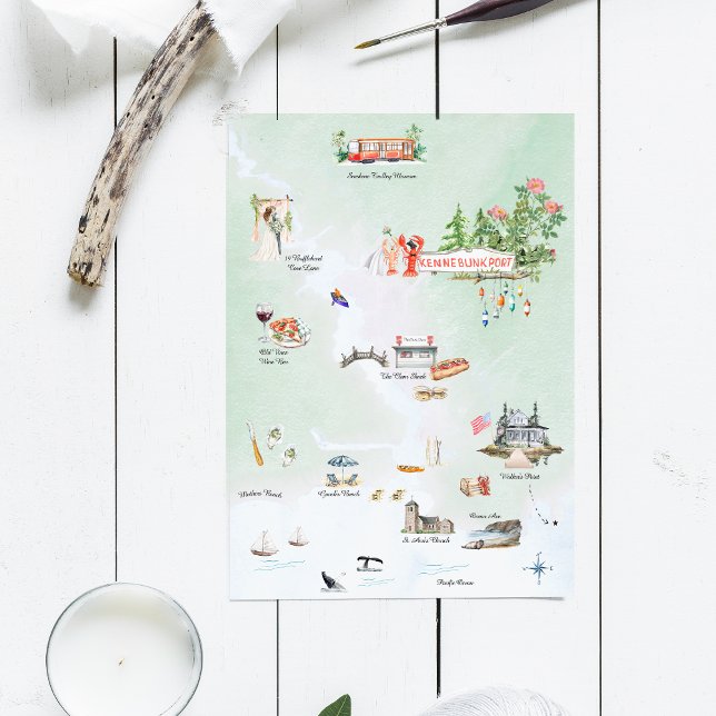 Kennebunkport Maine | Illustrated Wedding Map Invitation (Creator Uploaded)