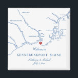 Kennebunkport Maine Map Wedding Favour Magnet<br><div class="desc">Quick and easy ordering! These Kennebunkport, Maine map magnets are perfect way to say "Welcome to Maine!" to out of town guests with welcome bag goodies, or customize them for your wedding party. Move the heart by clicking "Edit Using design tool" under "Personalize". Whether you're tying the knot at Nonantum...</div>