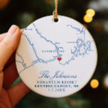 Kennebunkport Maine Map Wedding Photo Christmas Ceramic Ornament<br><div class="desc">Commemorate your special day with our Personalized Navy Blue Kennebunkport Map Wedding Keepsake Christmas Ornament. Featuring an elegant map of Kennebunkport, Maine, this ornament is the perfect coastal memento. Personalize it with your wedding photo on the back to create a cherished holiday keepsake. Ideal for couples married at The Colony...</div>