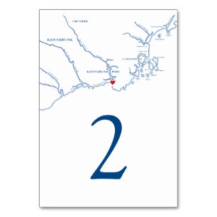 Kennebunkport Maine Map Wedding Table Number
