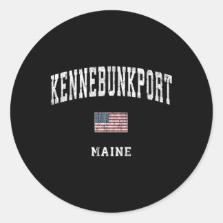 Kennebunkport Maine Me American Flag Sports Classic Round Sticker