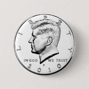 KENNED HALF DOLLAR 2 INCH ROUND BUTTON