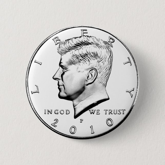 KENNED HALF DOLLAR 2 INCH ROUND BUTTON (Front)