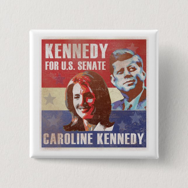 Kennedy Begins Campaign For Senate 2 Inch Square Button (Front)